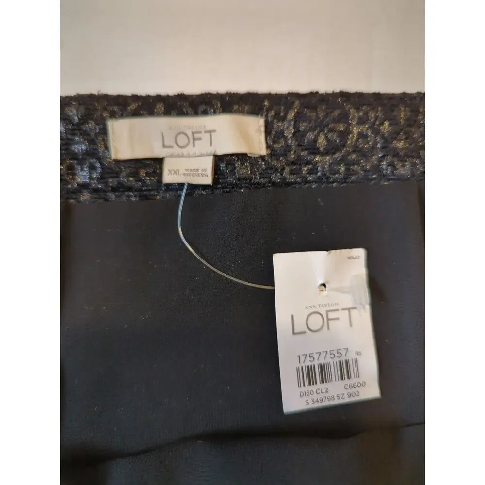 ANN TAYLOR LOFT women's size XXL Black Brocade knee length skirt fully lined